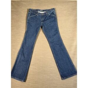 Lacoste Womens Bootcut Flare Jeans Medium Wash  Croc Logo Size 32 F 4712